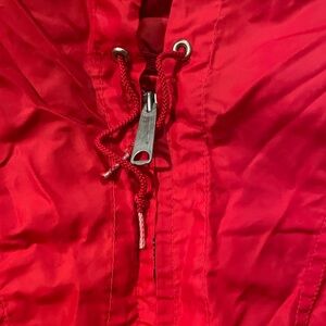 Vintage-style red windbreaker